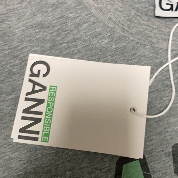 Ganni Grey Melange Teddy Bear comic strip Graphic Relaxed cotton Tee size Medium - Picture 3 of 6